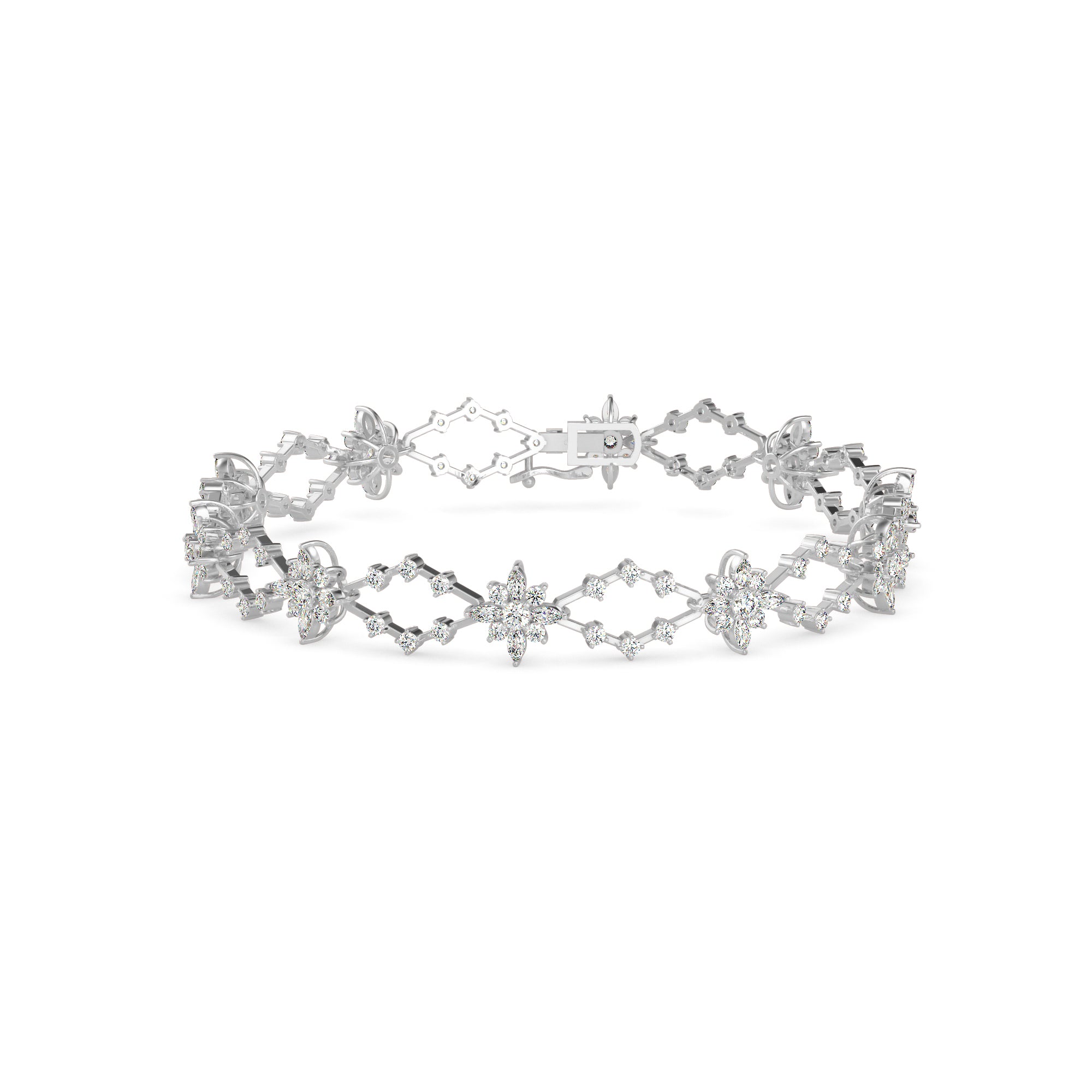 0.29Ct Floral Link Lab-Grown Diamond Gold Tennis Bracelet