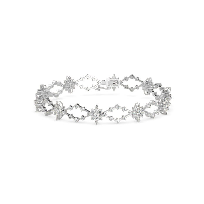 0.29Ct Floral Link Lab-Grown Diamond Gold Tennis Bracelet