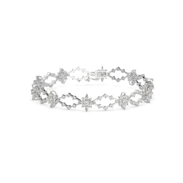 0.29Ct Floral Link Lab-Grown Diamond Gold Tennis Bracelet