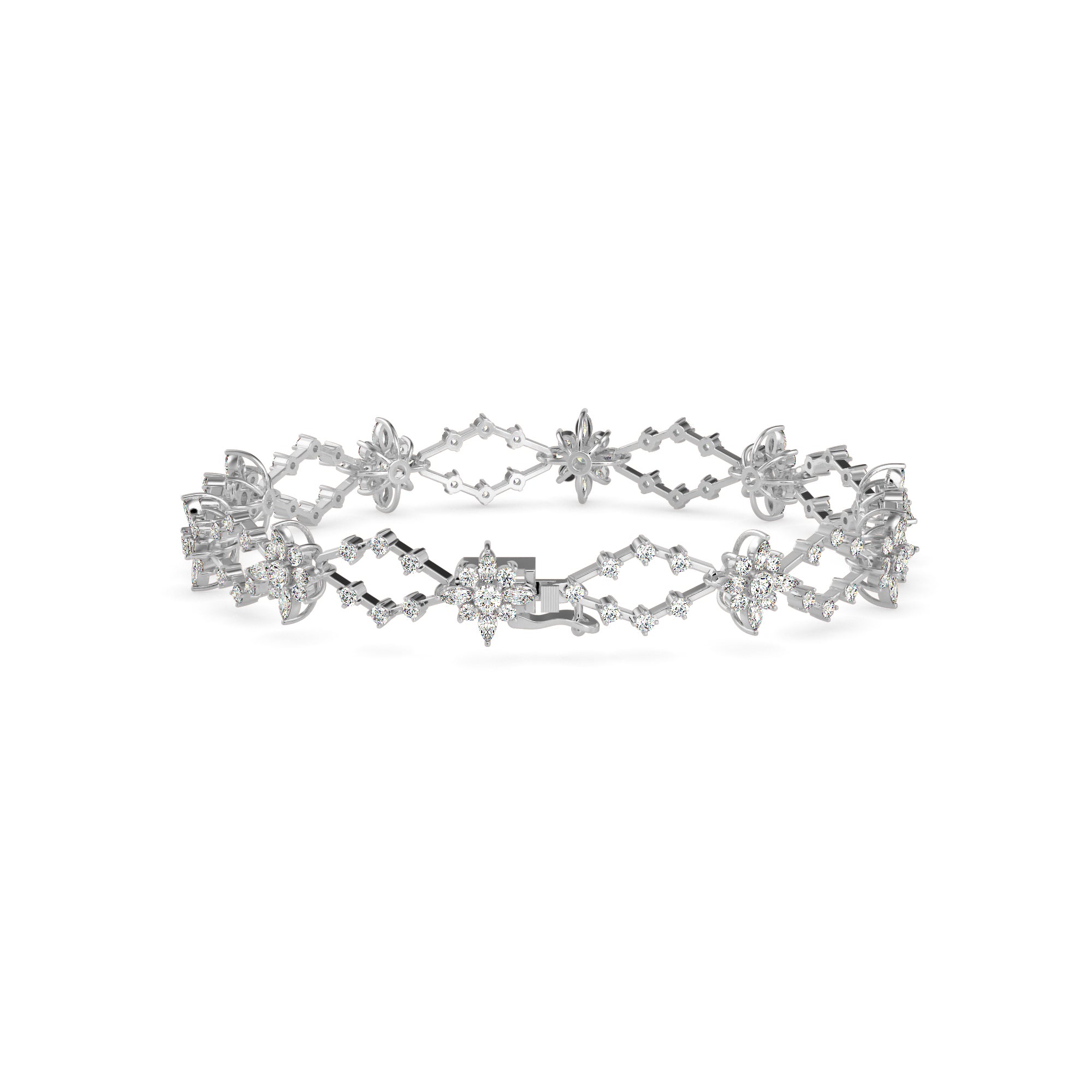 0.29Ct Floral Link Lab-Grown Diamond Gold Tennis Bracelet