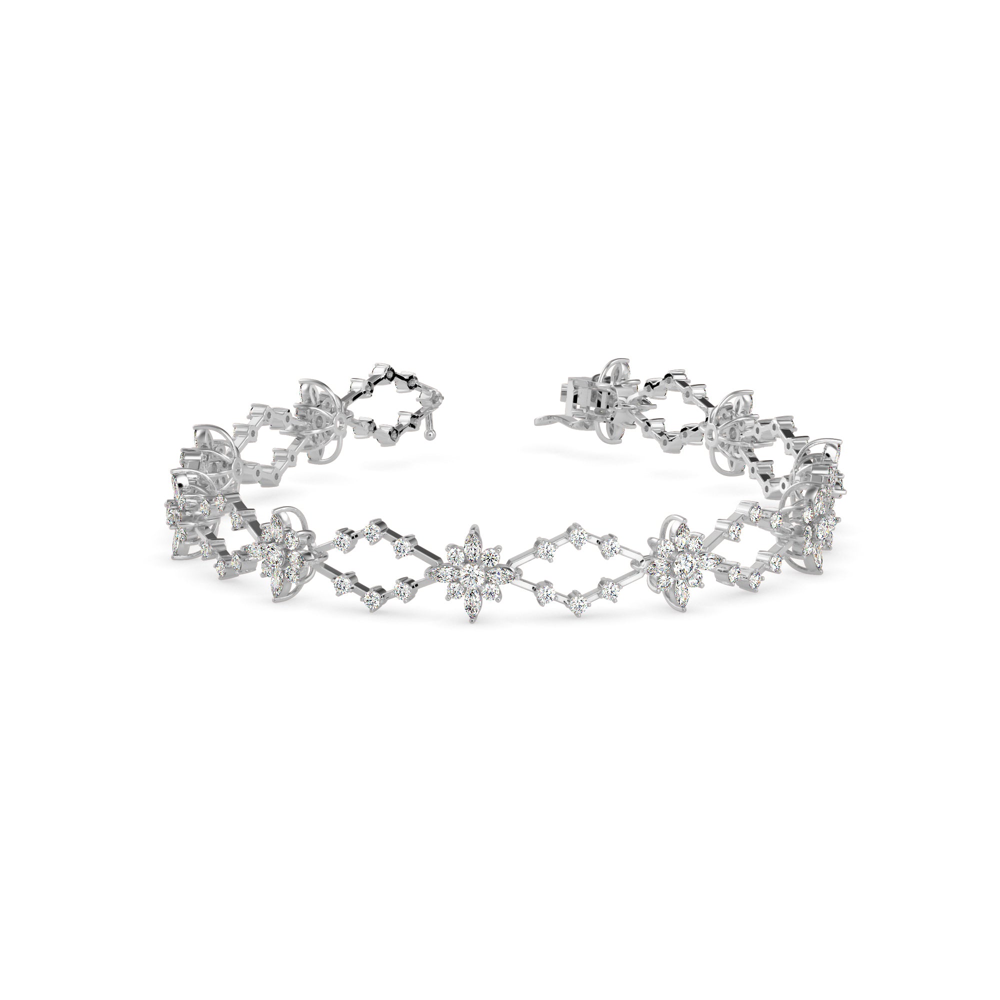 0.29Ct Floral Link Lab-Grown Diamond Gold Tennis Bracelet