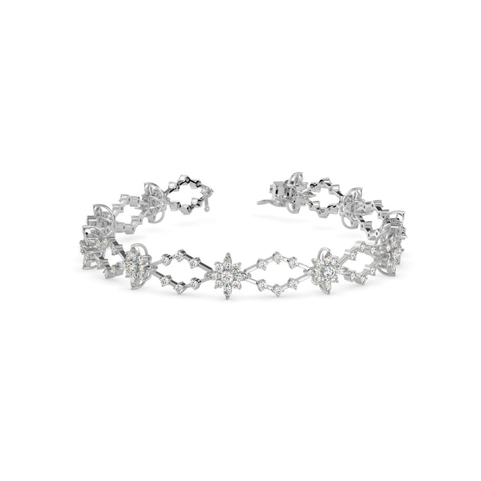 0.29Ct Floral Link Lab-Grown Diamond Gold Tennis Bracelet
