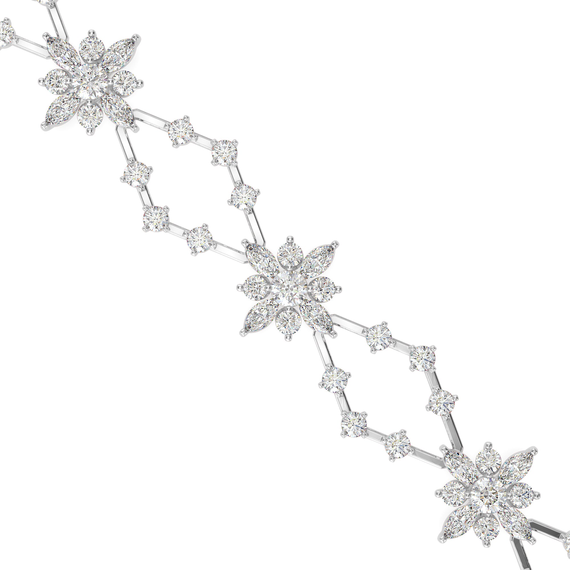 0.29Ct Floral Link Lab-Grown Diamond Gold Tennis Bracelet