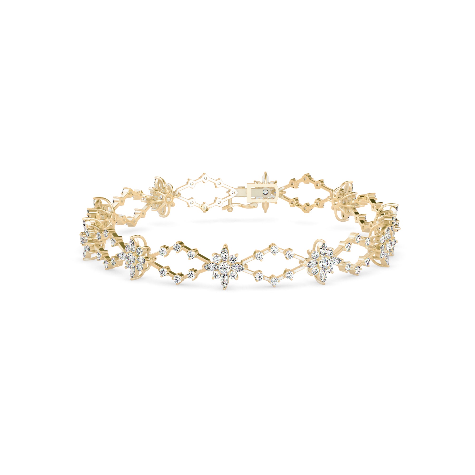 0.29Ct Floral Link Lab-Grown Diamond Gold Tennis Bracelet