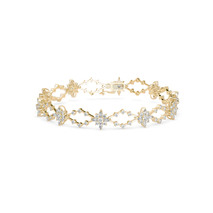 0.29Ct Floral Link Lab-Grown Diamond Gold Tennis Bracelet