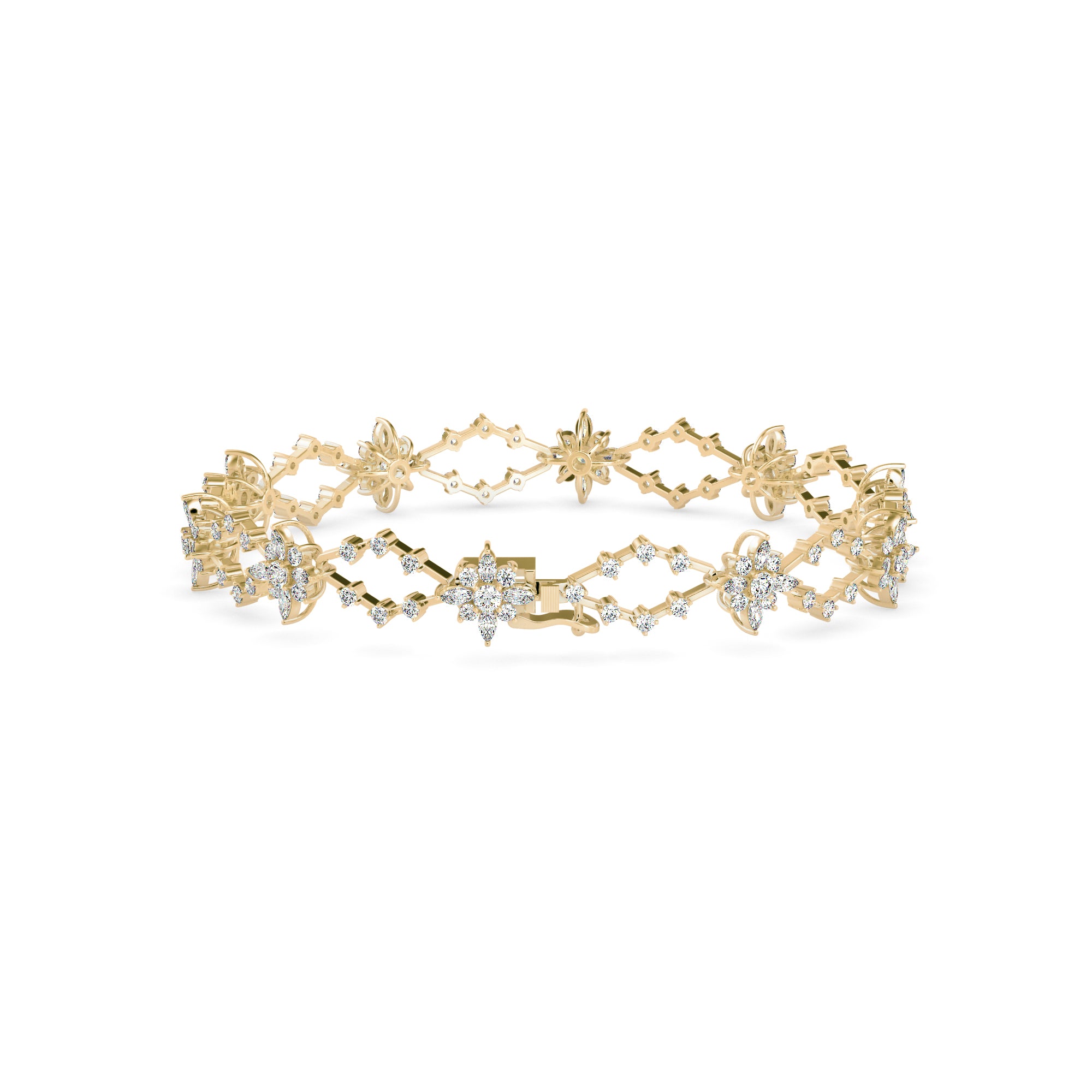 0.29Ct Floral Link Lab-Grown Diamond Gold Tennis Bracelet