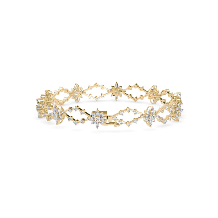 0.29Ct Floral Link Lab-Grown Diamond Gold Tennis Bracelet