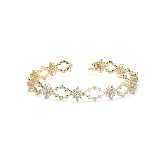 0.29Ct Floral Link Lab-Grown Diamond Gold Tennis Bracelet