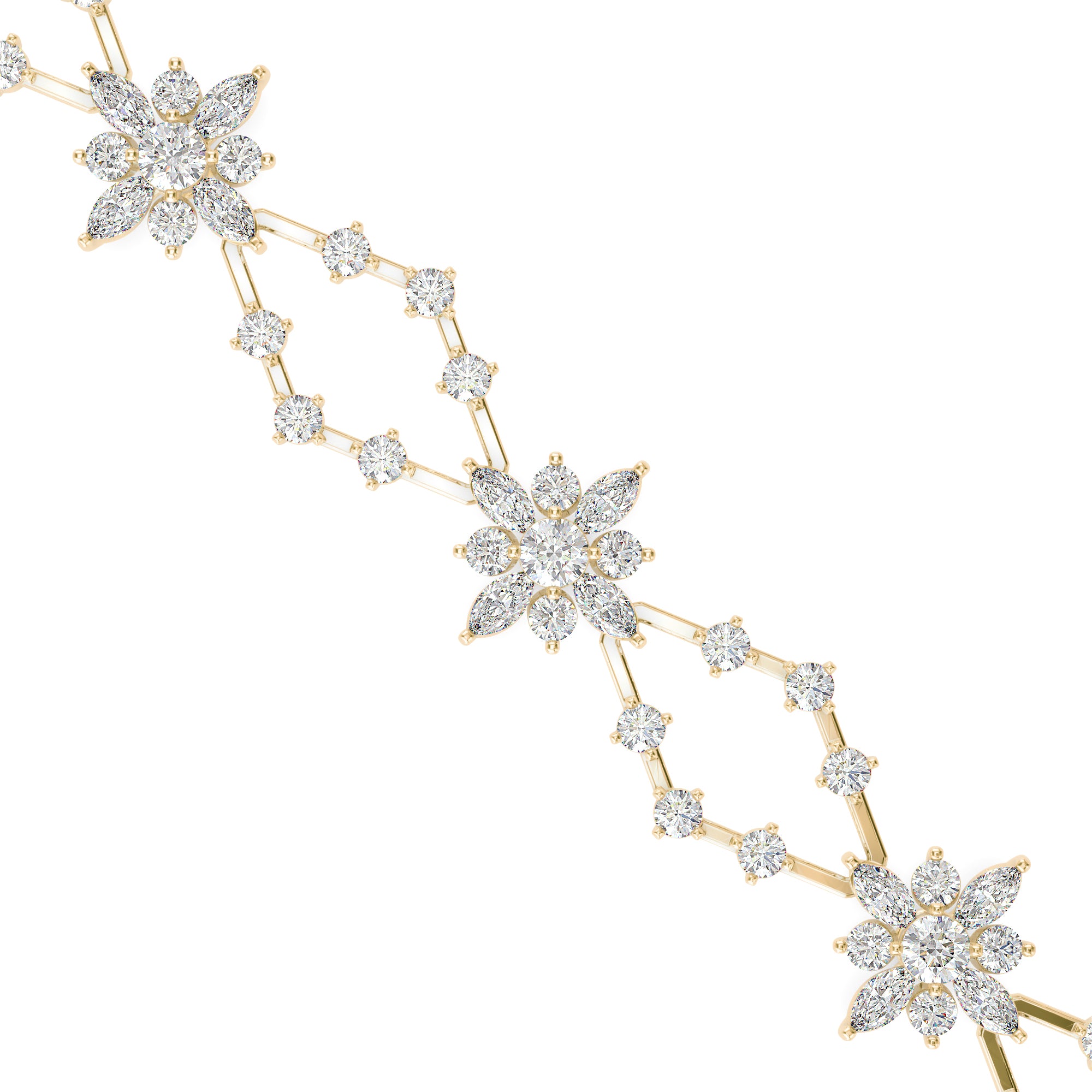 0.29Ct Floral Link Lab-Grown Diamond Gold Tennis Bracelet