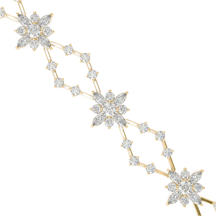 0.29Ct Floral Link Lab-Grown Diamond Gold Tennis Bracelet