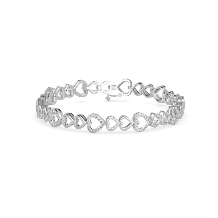 0.08Ct Heart Shaped Pave Lab-Grown Diamond Gold Tennis Bracelet