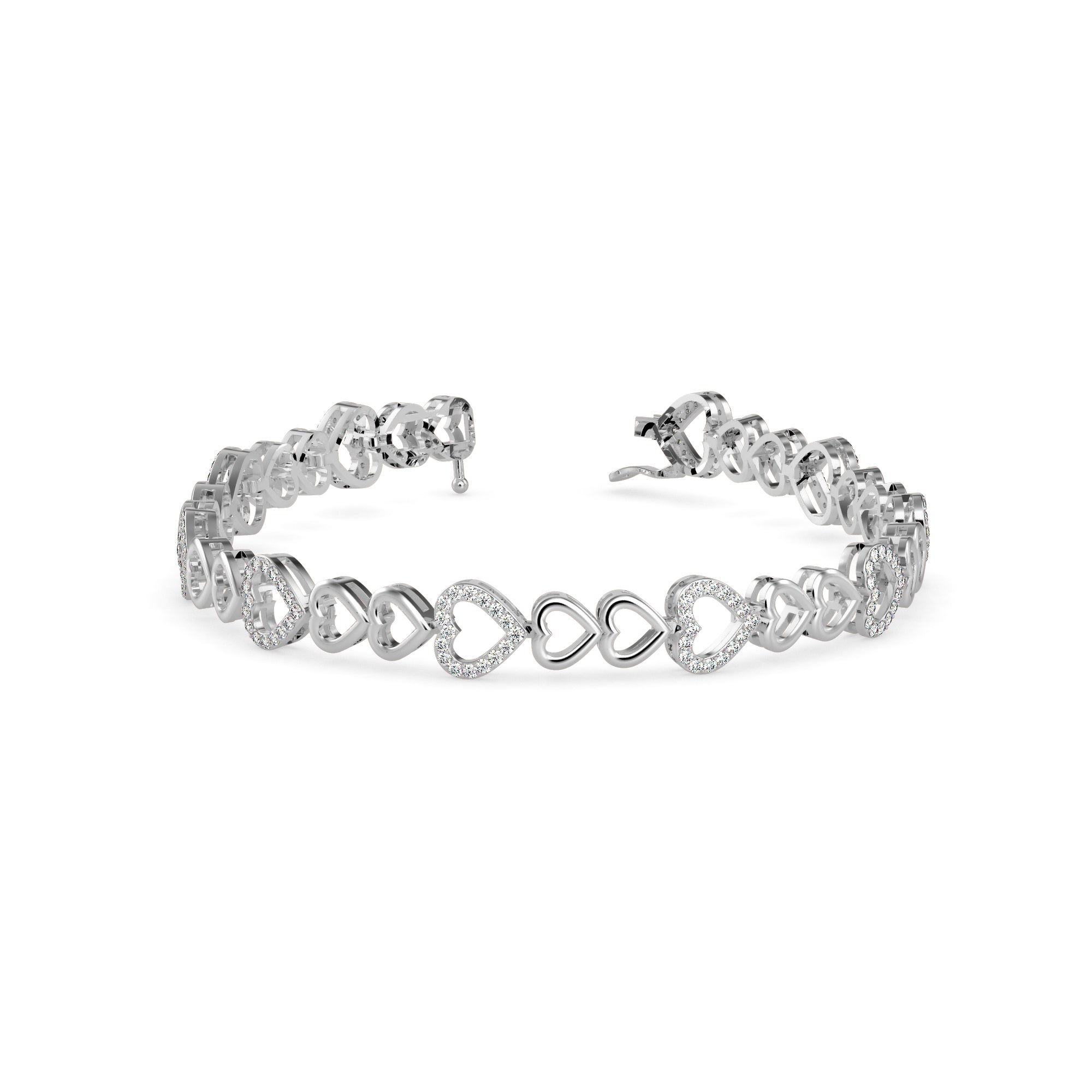 0.08Ct Heart Shaped Pave Lab-Grown Diamond Gold Tennis Bracelet