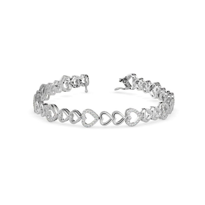 0.08Ct Heart Shaped Pave Lab-Grown Diamond Gold Tennis Bracelet