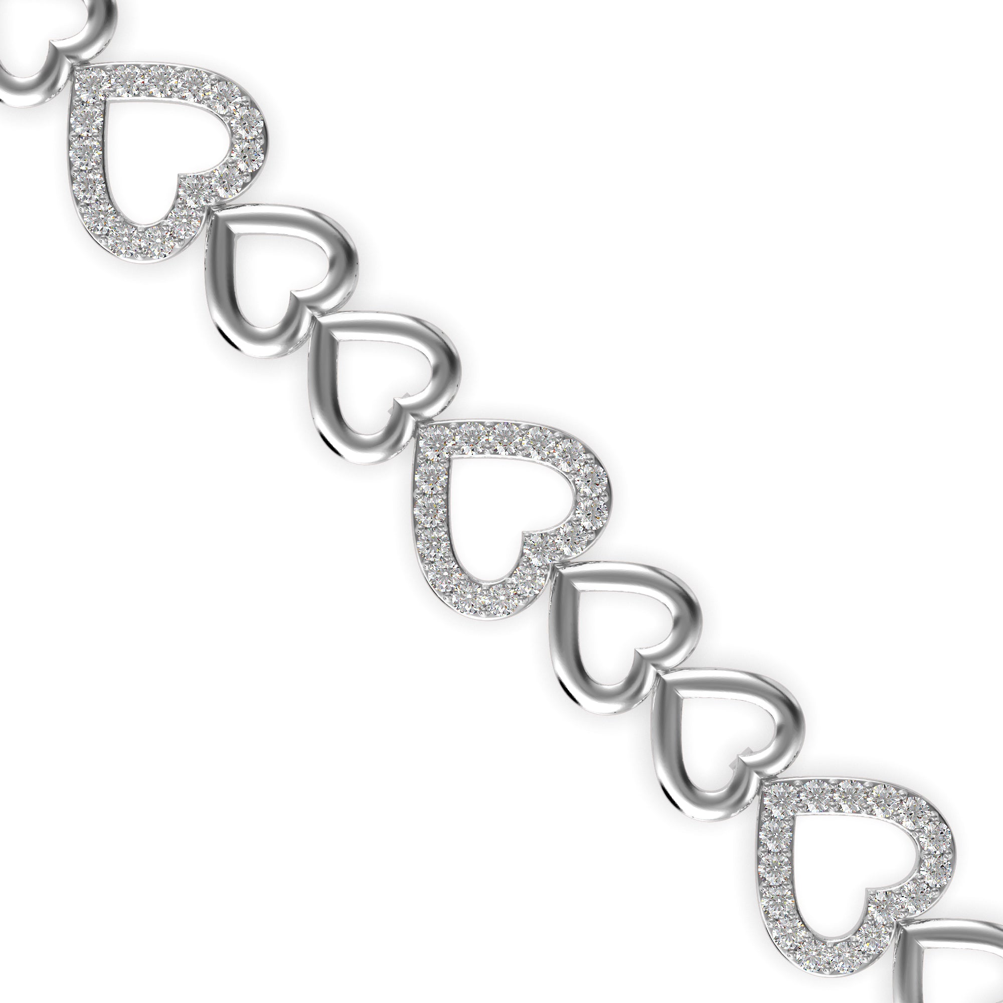 0.08Ct Heart Shaped Pave Lab-Grown Diamond Gold Tennis Bracelet