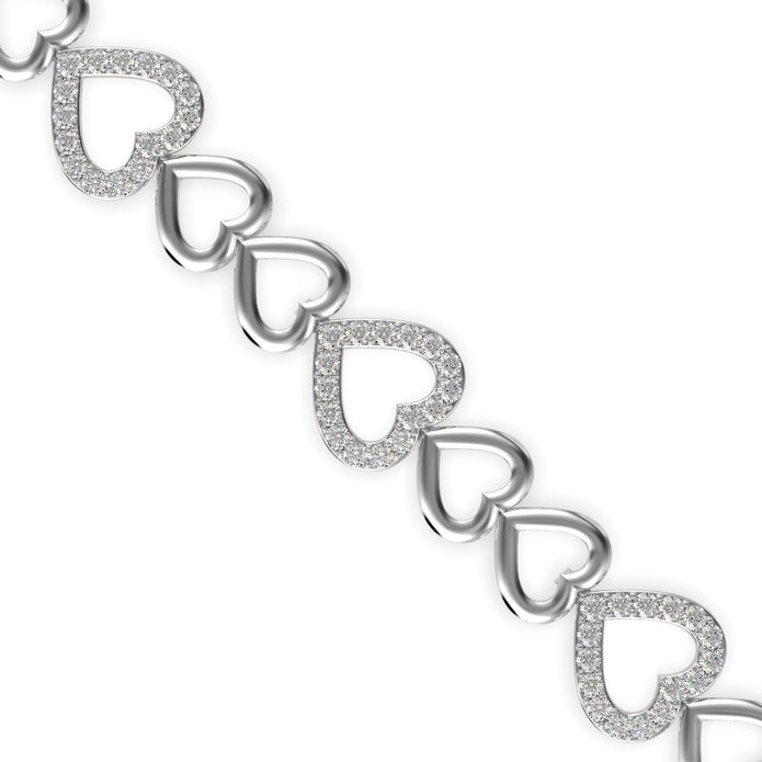 0.08Ct Heart Shaped Pave Lab-Grown Diamond Gold Tennis Bracelet