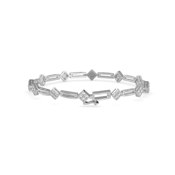 0.12Ct Square Motif Prong-Set Lab-Grown Diamond Gold Link Bracelet