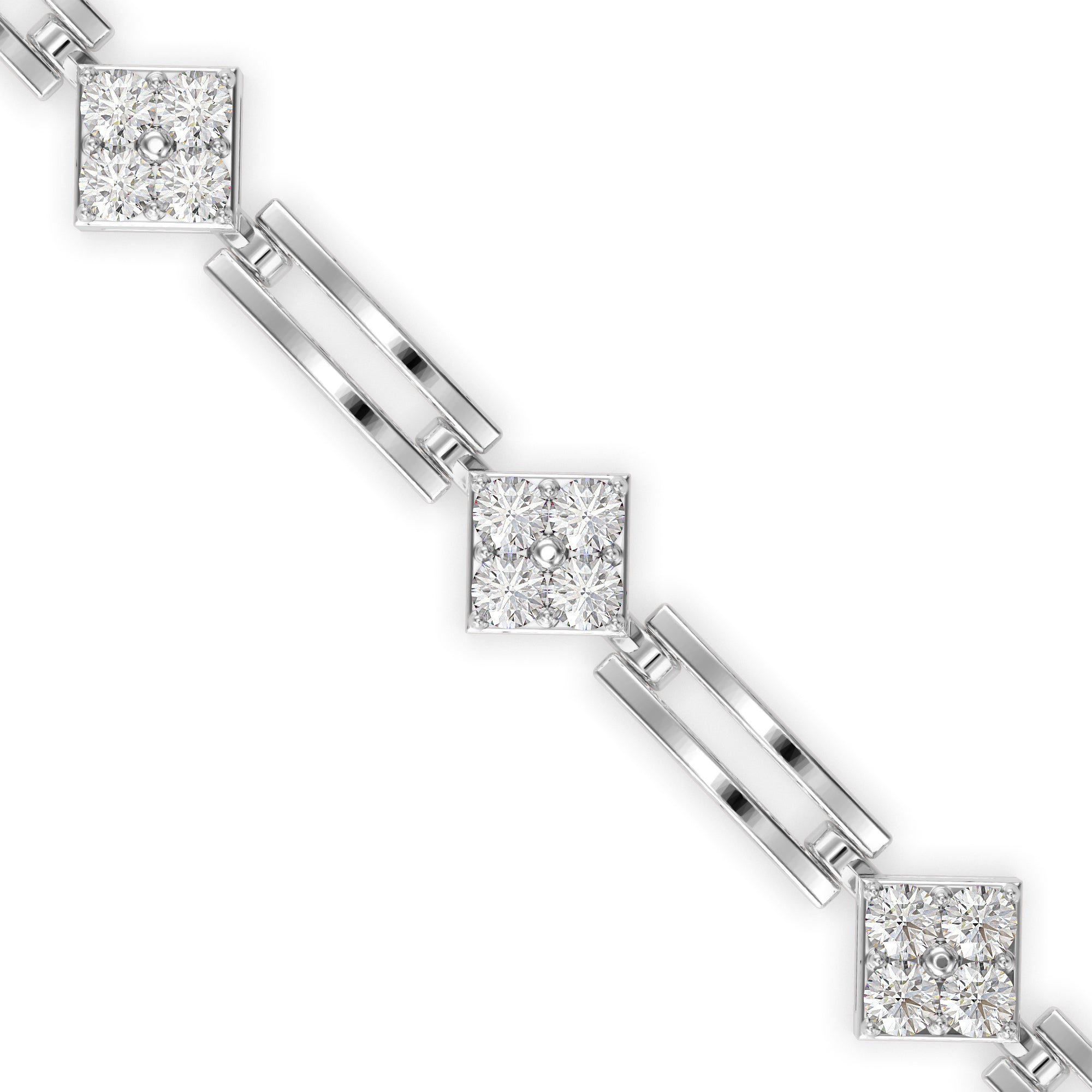 0.12Ct Square Motif Prong-Set Lab-Grown Diamond Gold Link Bracelet