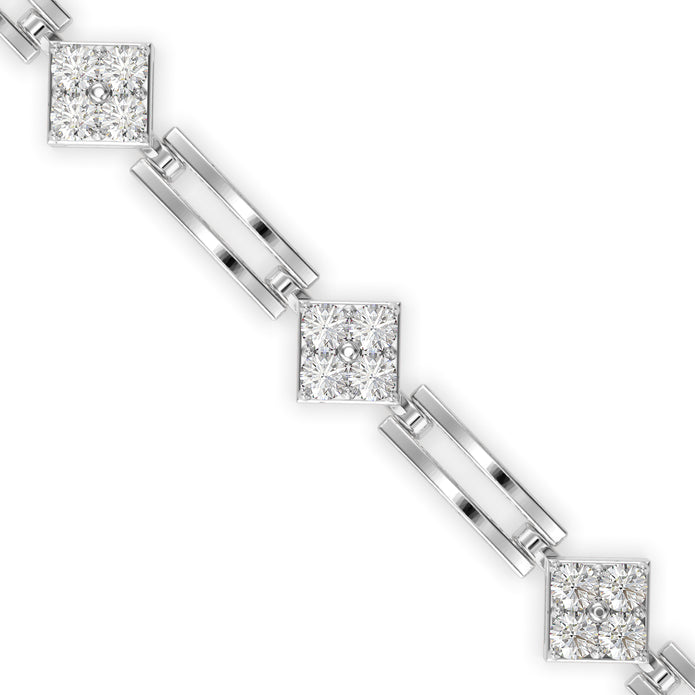 0.12Ct Square Motif Prong-Set Lab-Grown Diamond Gold Link Bracelet