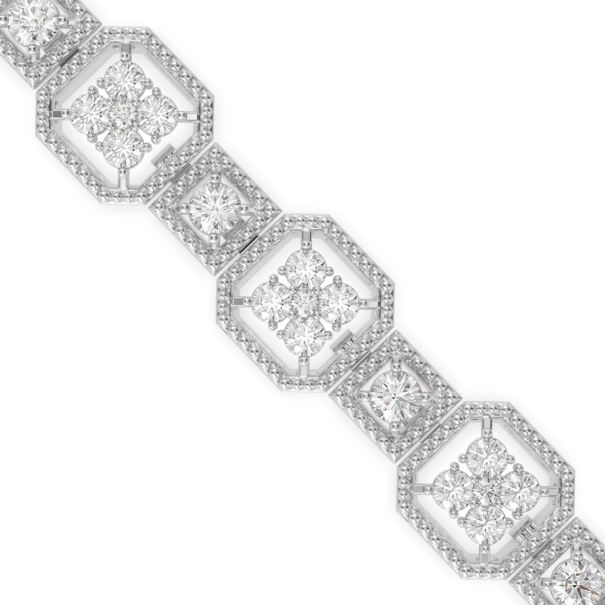 0.12Ct Octagon Cluster with Rope Edging Design Lab-Grown Diamond Gold Tennis Bracelet