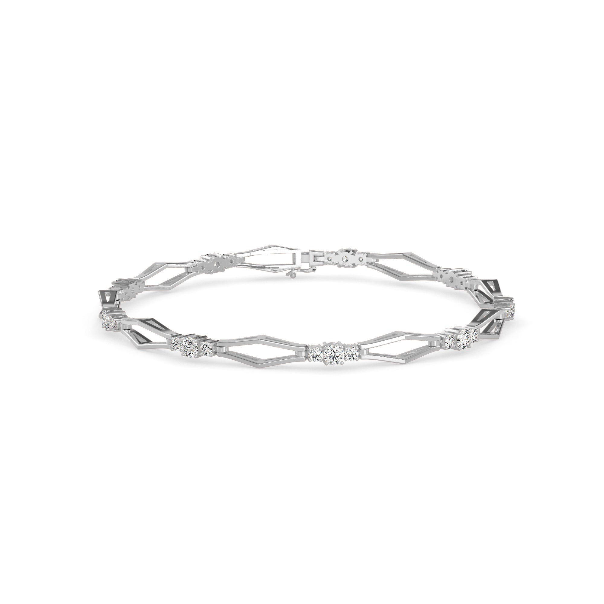 0.15Ct Geometric Links Lab-Grown Diamond Gold Chain Bracelet