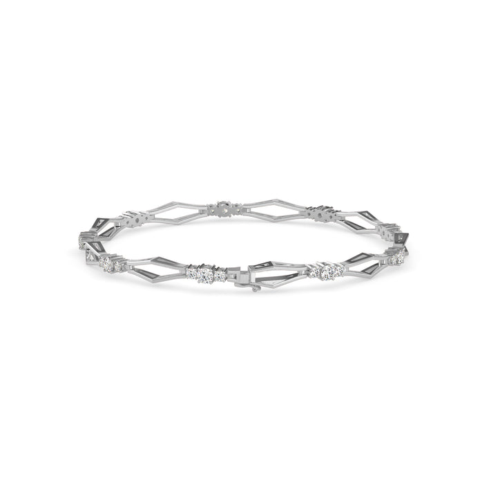 0.15Ct Geometric Links Lab-Grown Diamond Gold Chain Bracelet