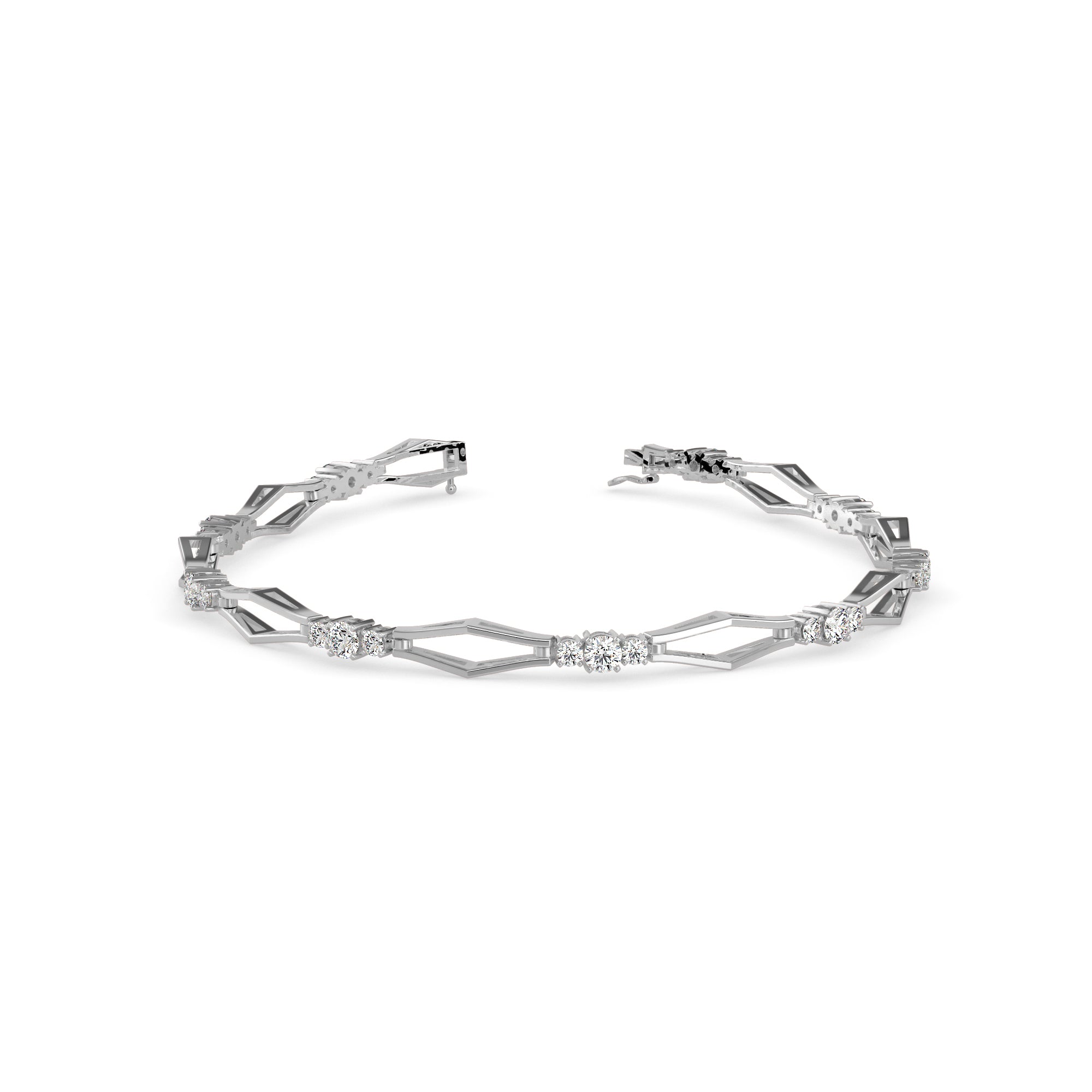0.15Ct Geometric Links Lab-Grown Diamond Gold Chain Bracelet