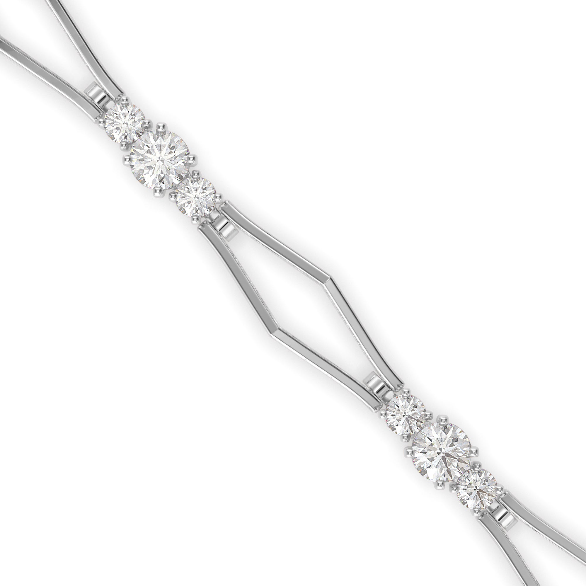 0.15Ct Geometric Links Lab-Grown Diamond Gold Chain Bracelet