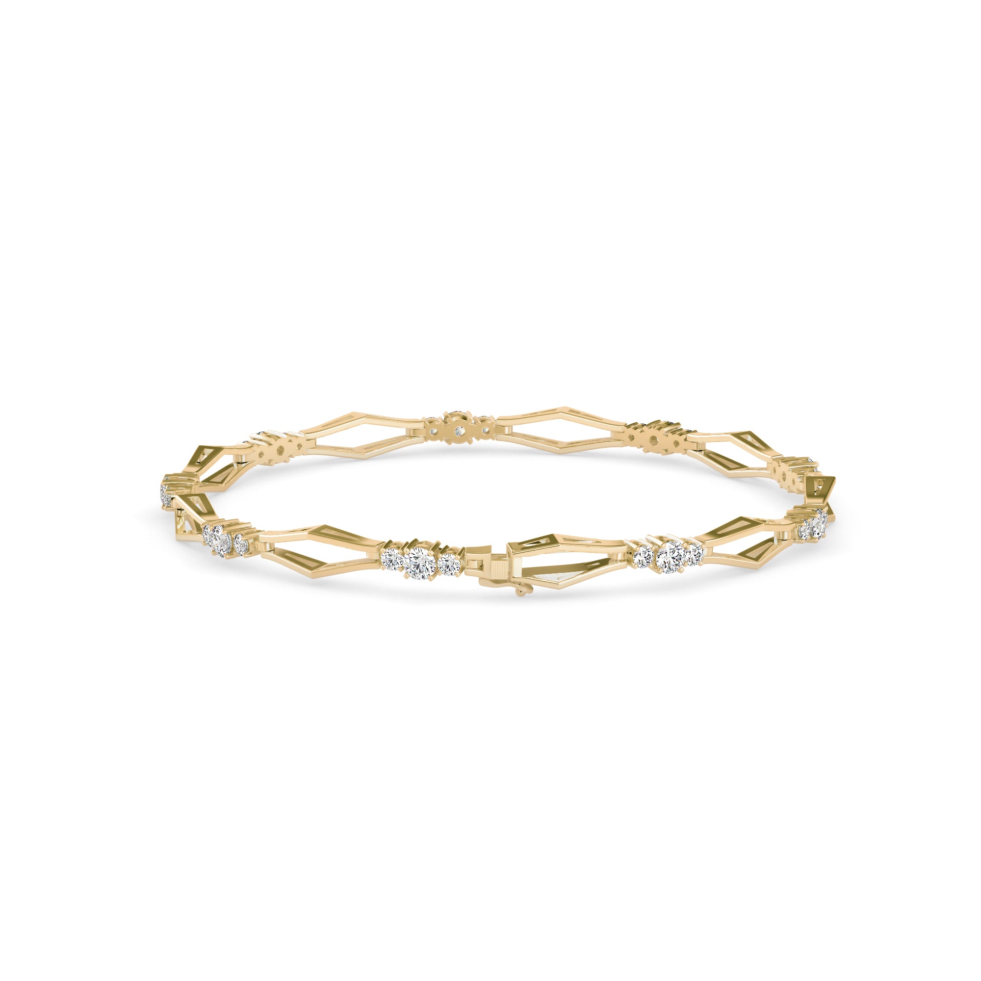 0.15Ct Geometric Links Lab-Grown Diamond Gold Chain Bracelet