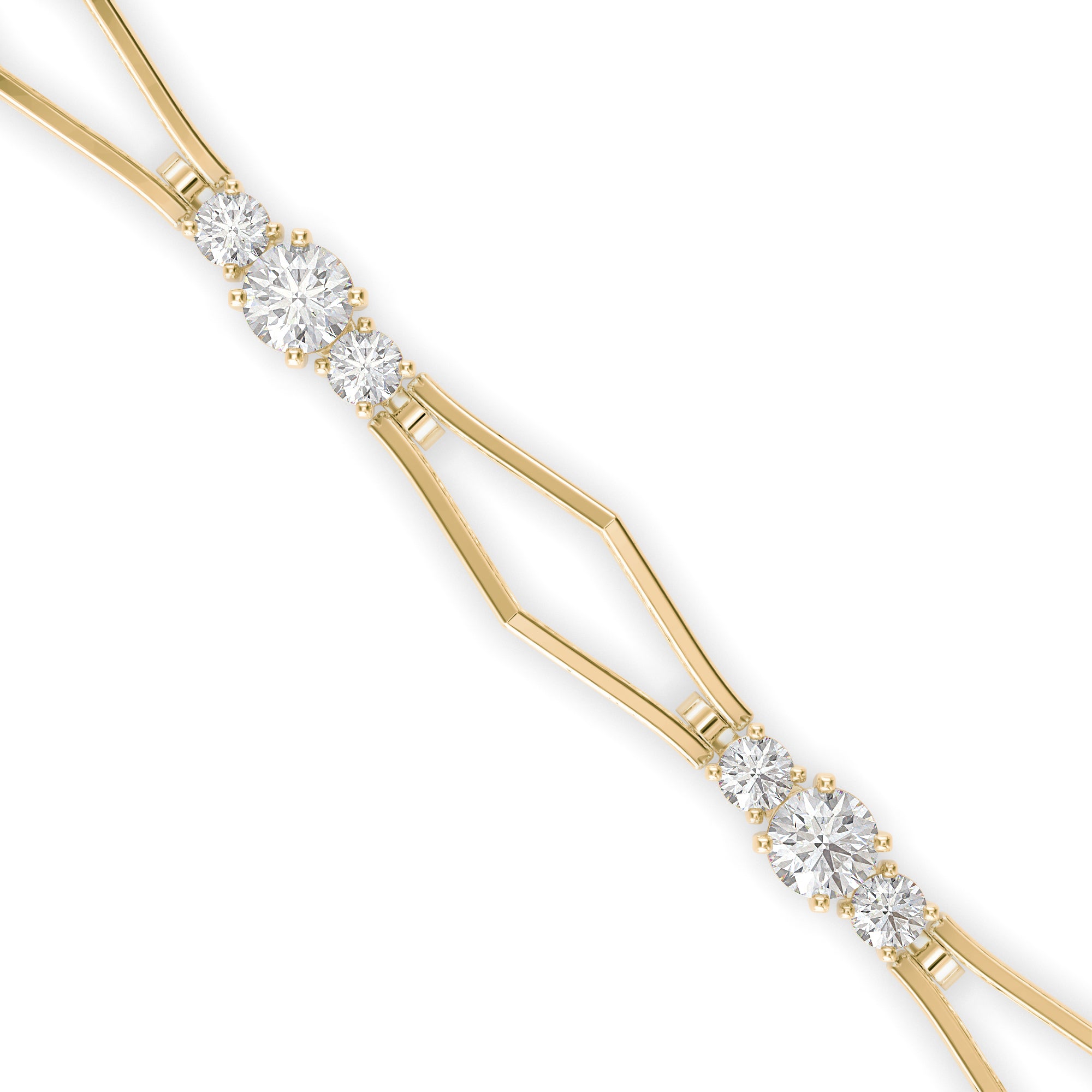 0.15Ct Geometric Links Lab-Grown Diamond Gold Chain Bracelet