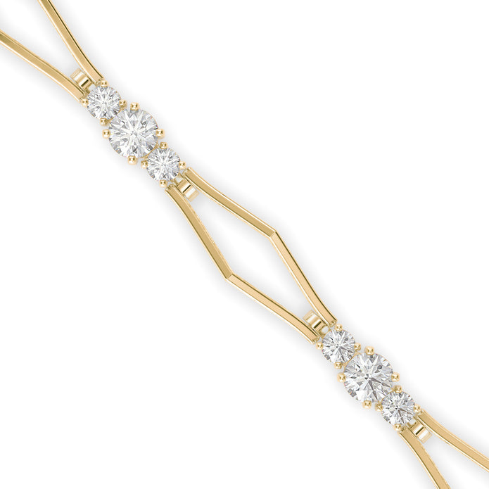 0.15Ct Geometric Links Lab-Grown Diamond Gold Chain Bracelet