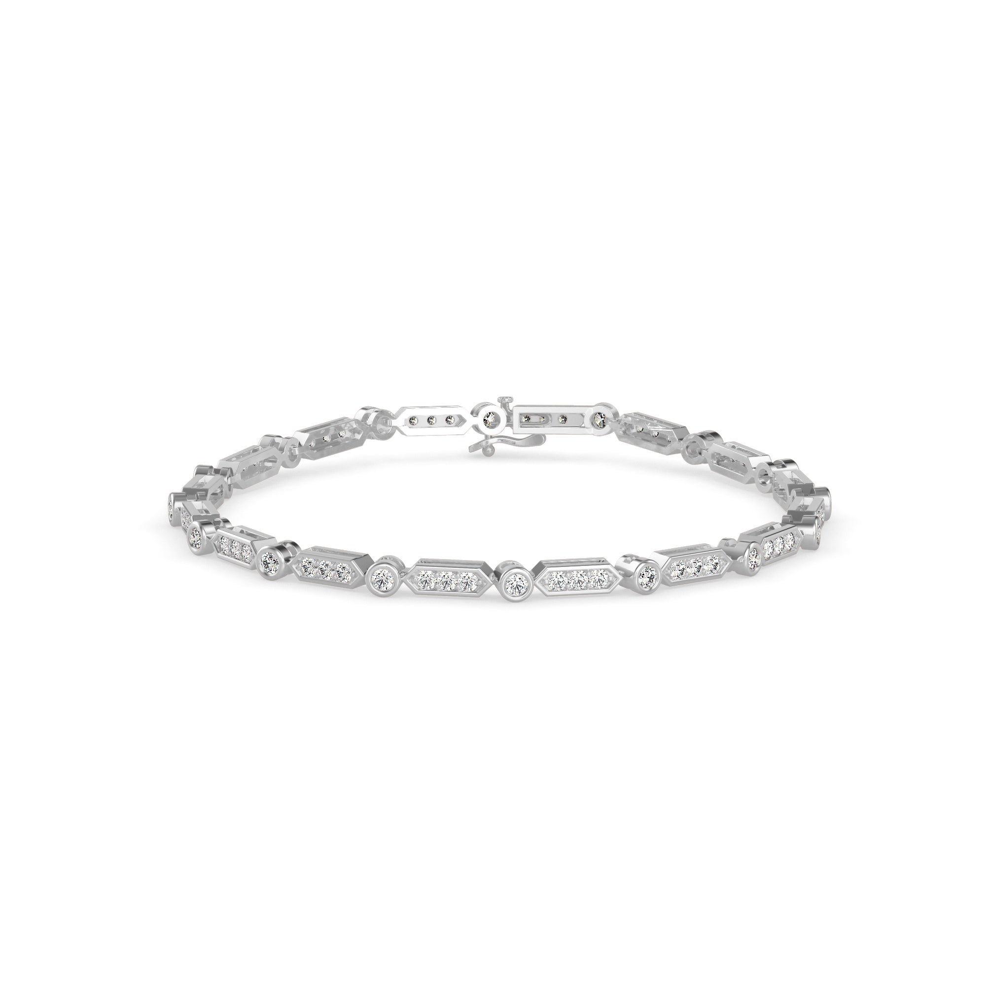 0.09Ct Octagon Shape Pave Lab-Grown Diamond Gold Tennis Bracelet