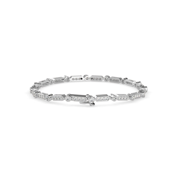 0.09Ct Octagon Shape Pave Lab-Grown Diamond Gold Tennis Bracelet