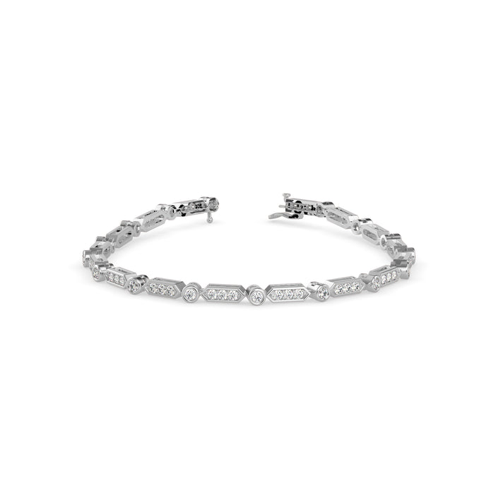 0.09Ct Octagon Shape Pave Lab-Grown Diamond Gold Tennis Bracelet