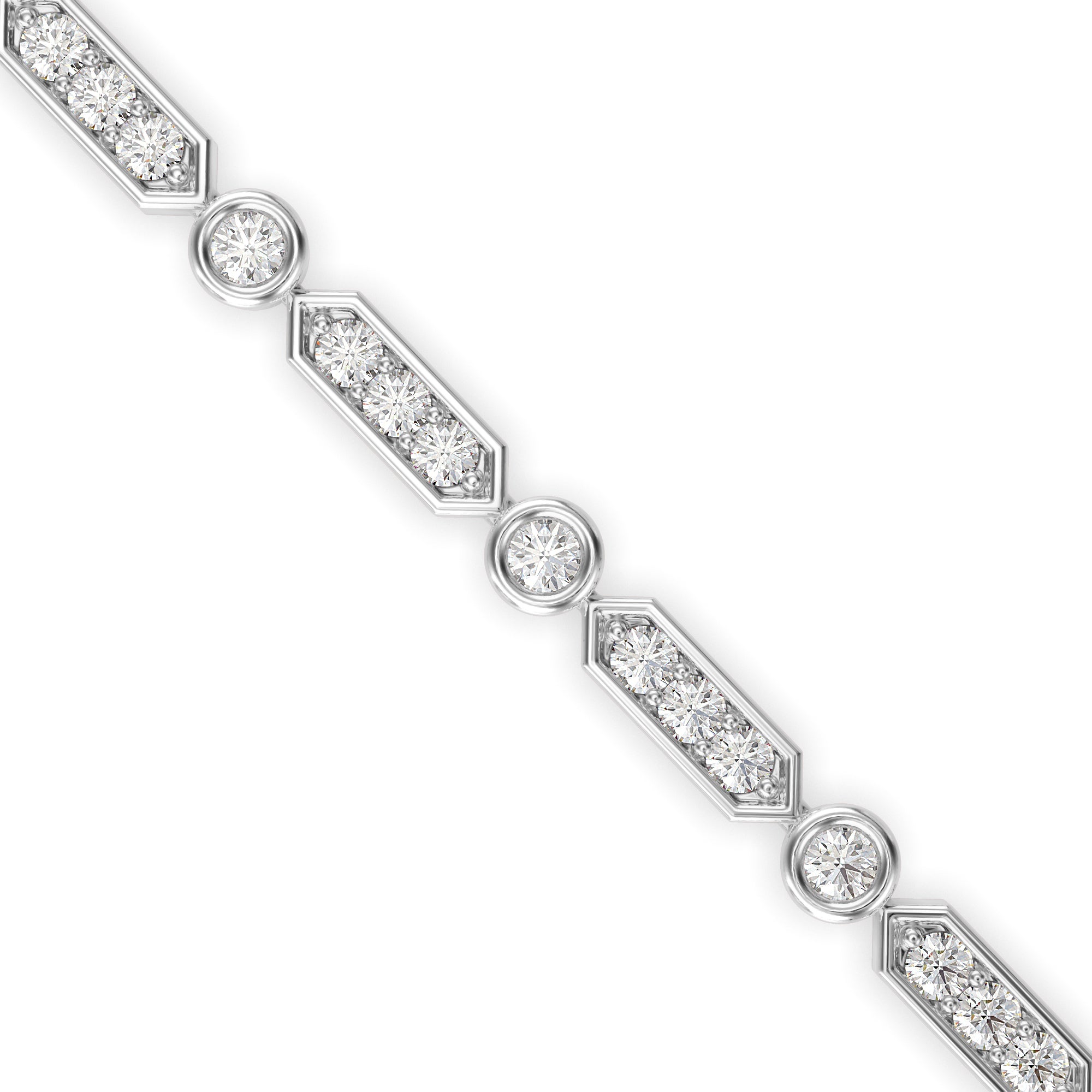 0.09Ct Octagon Shape Pave Lab-Grown Diamond Gold Tennis Bracelet