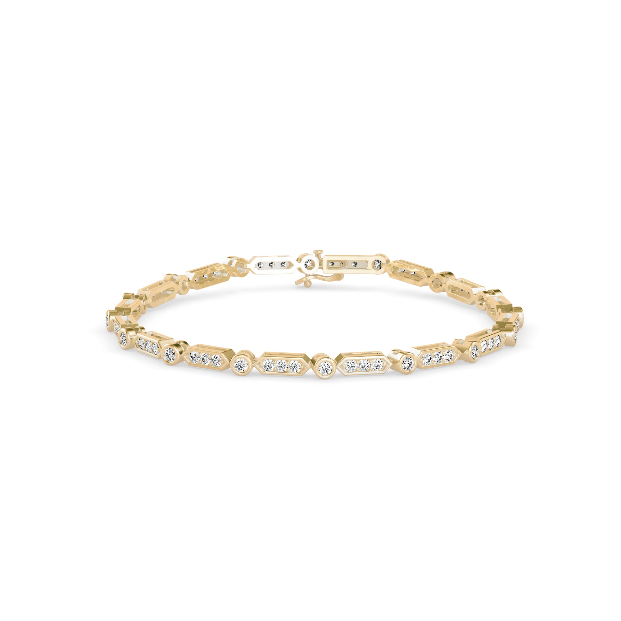 0.09Ct Octagon Shape Pave Lab-Grown Diamond Gold Tennis Bracelet