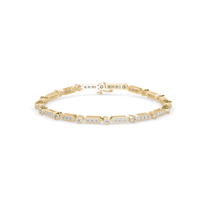 0.09Ct Octagon Shape Pave Lab-Grown Diamond Gold Tennis Bracelet
