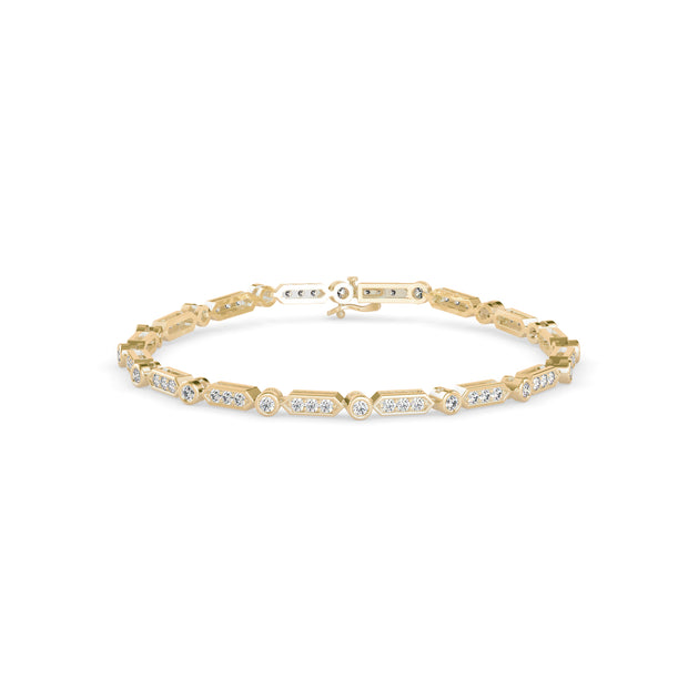 0.09Ct Octagon Shape Pave Lab-Grown Diamond Gold Tennis Bracelet