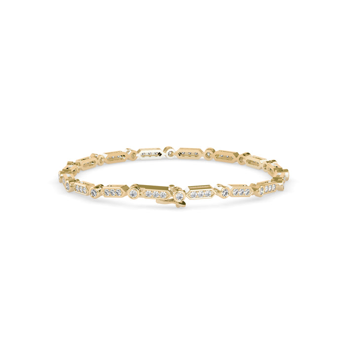 0.09Ct Octagon Shape Pave Lab-Grown Diamond Gold Tennis Bracelet