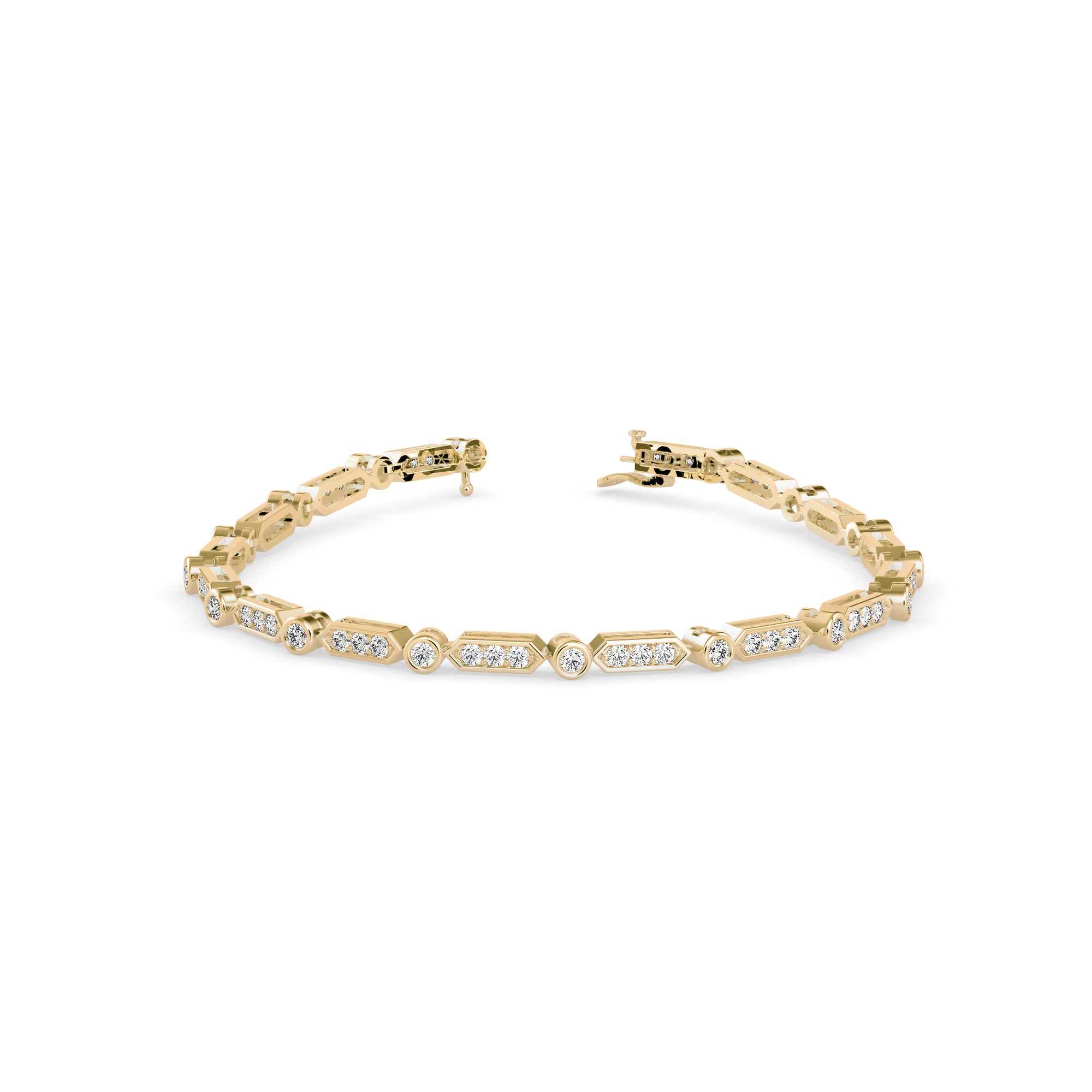 0.09Ct Octagon Shape Pave Lab-Grown Diamond Gold Tennis Bracelet