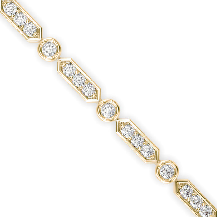 0.09Ct Octagon Shape Pave Lab-Grown Diamond Gold Tennis Bracelet