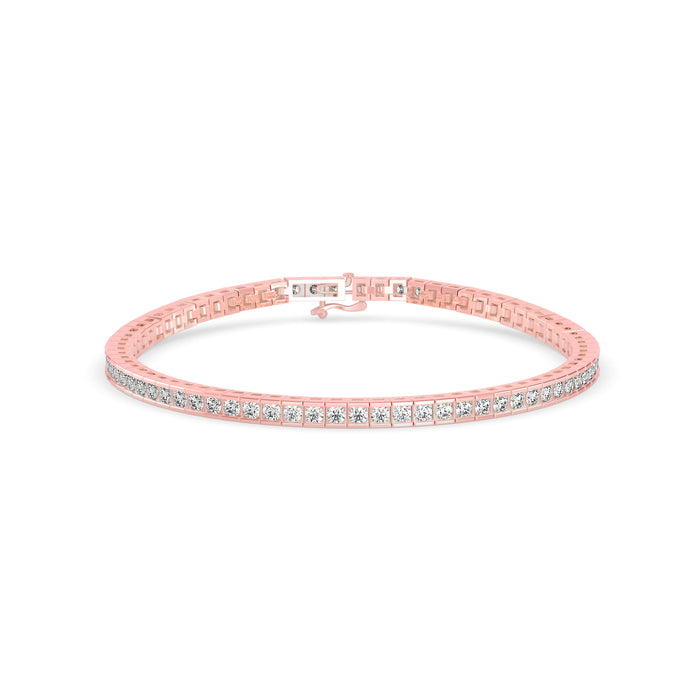 0.04Ct Round Cut Channel Set Lab-Grown Diamond Gold Tennis Bracelet