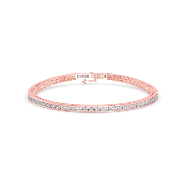 0.04Ct Round Cut Channel Set Lab-Grown Diamond Gold Tennis Bracelet