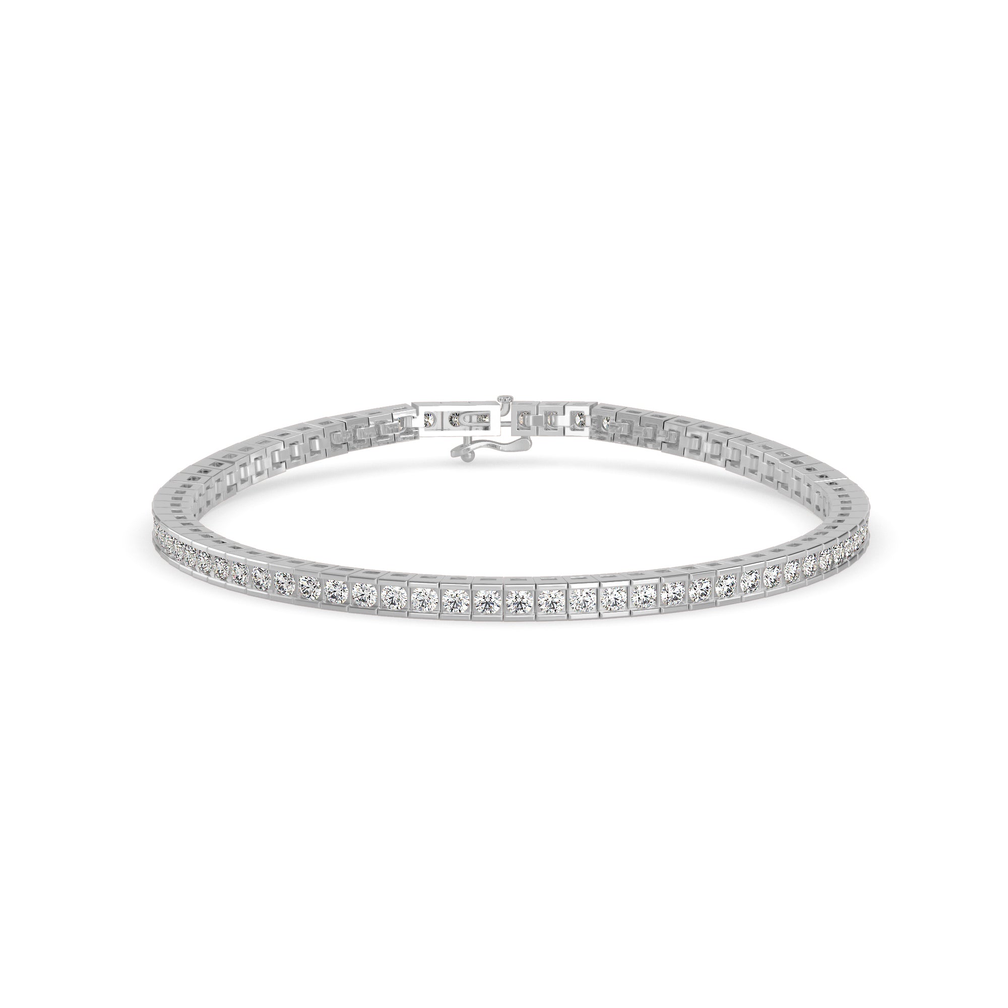 0.04Ct Round Cut Channel Set Lab-Grown Diamond Gold Tennis Bracelet