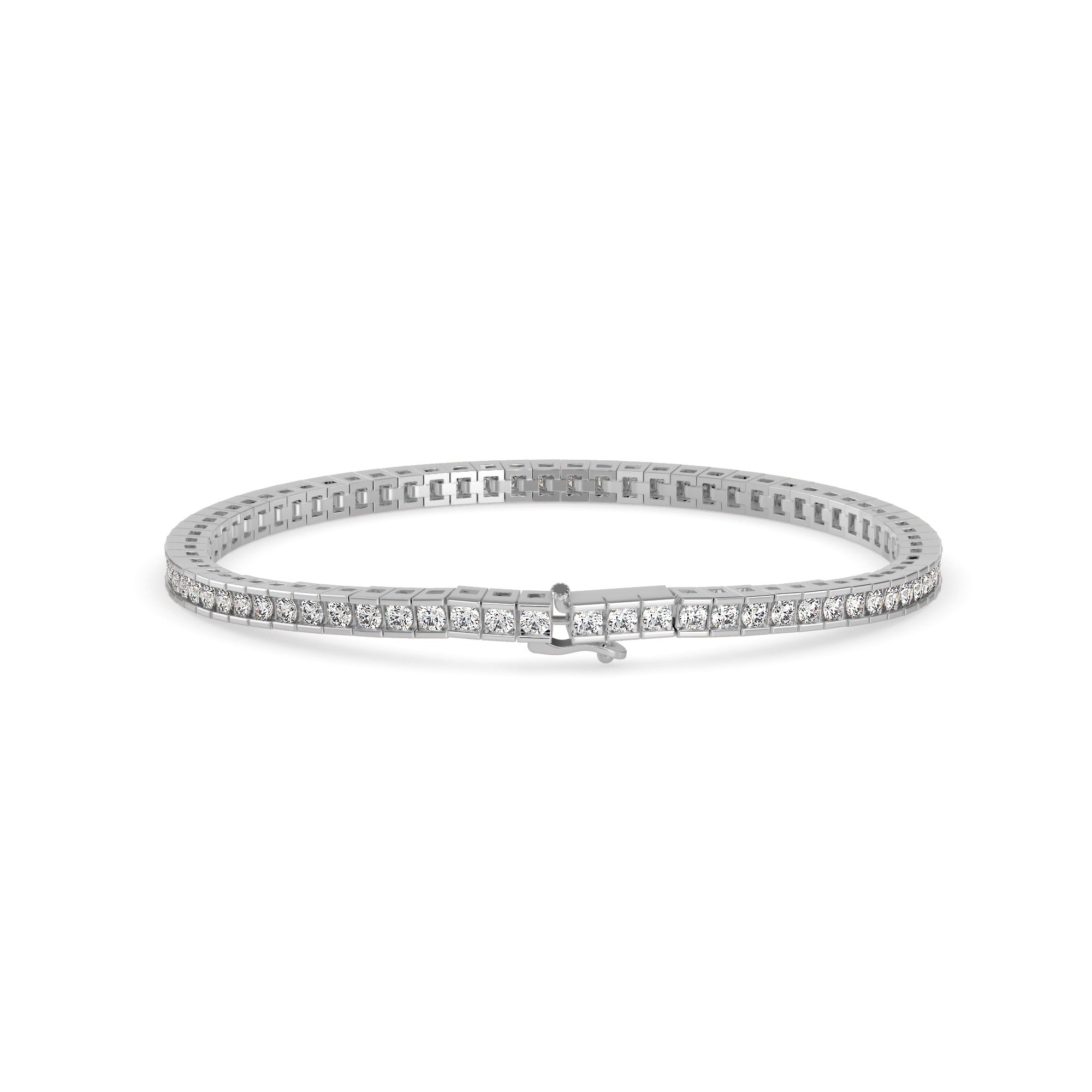0.04Ct Round Cut Channel Set Lab-Grown Diamond Gold Tennis Bracelet