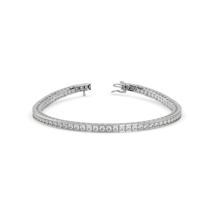 0.04Ct Round Cut Channel Set Lab-Grown Diamond Gold Tennis Bracelet