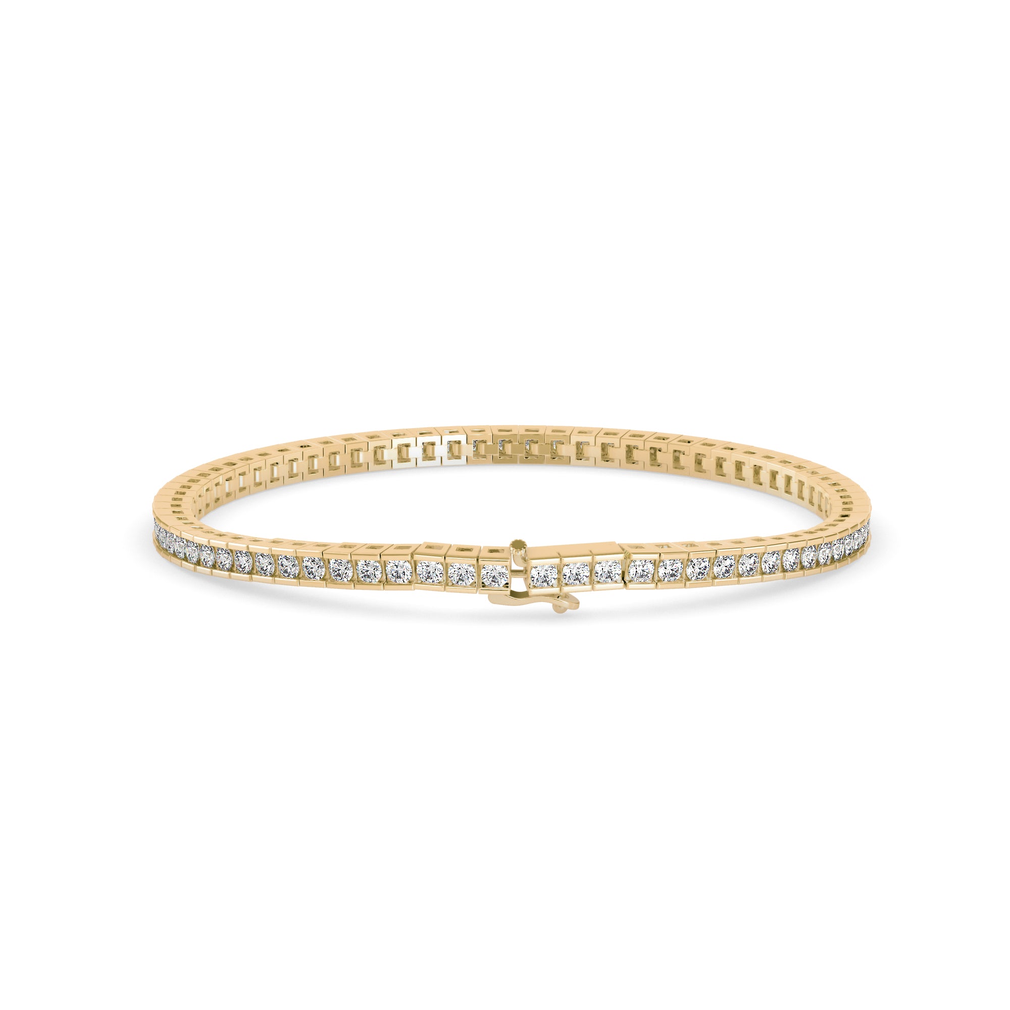 0.04Ct Round Cut Channel Set Lab-Grown Diamond Gold Tennis Bracelet