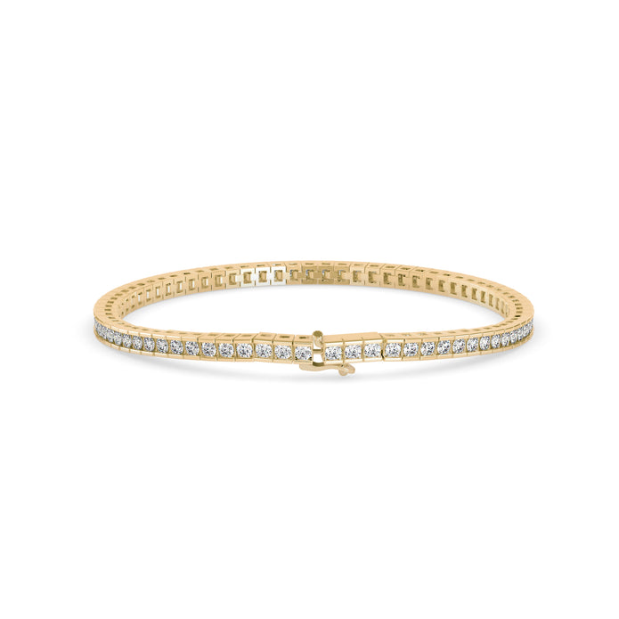 0.04Ct Round Cut Channel Set Lab-Grown Diamond Gold Tennis Bracelet