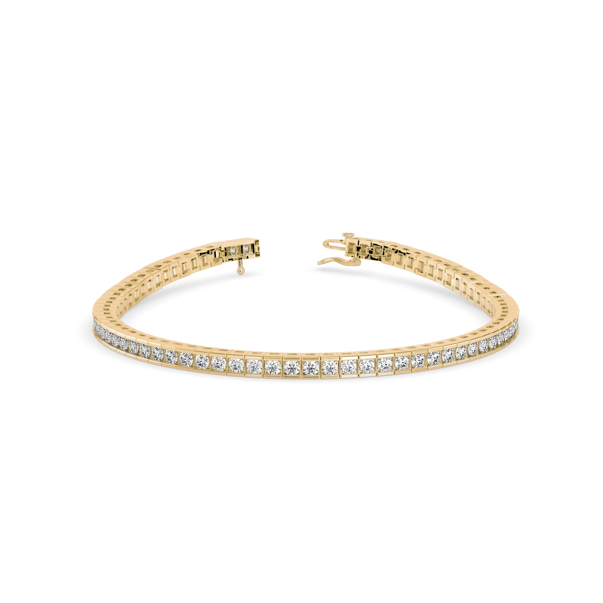0.04Ct Round Cut Channel Set Lab-Grown Diamond Gold Tennis Bracelet