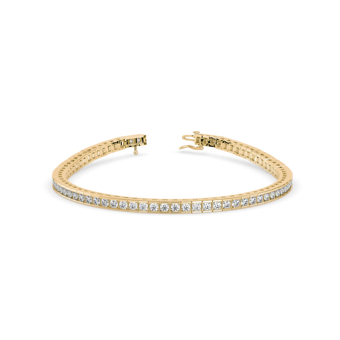 0.04Ct Round Cut Channel Set Lab-Grown Diamond Gold Tennis Bracelet