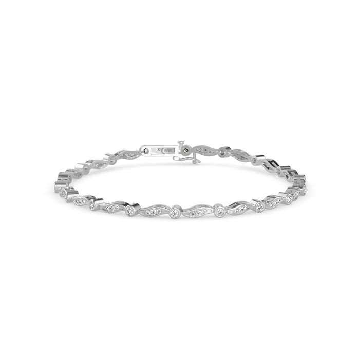 0.04Ct Wave Style Lab-Grown Diamond Gold Tennis Bracelet